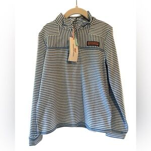 Vineyard Vines Striped Blue and White Pullover Hoodie